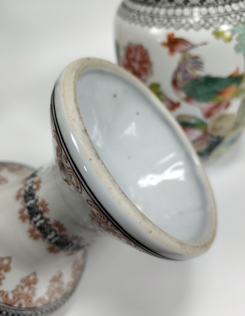 古玩陶瓷粉彩鳳穿牡丹圖燈瓶真品鑒賞圖