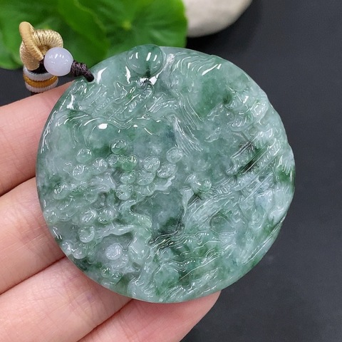古玩玉器翡翠山水牌掛件拍賣,當前價格680元