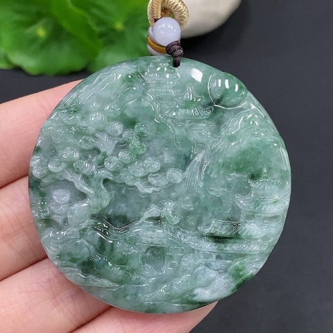 古玩玉器翡翠山水牌掛件拍賣,當前價格680元