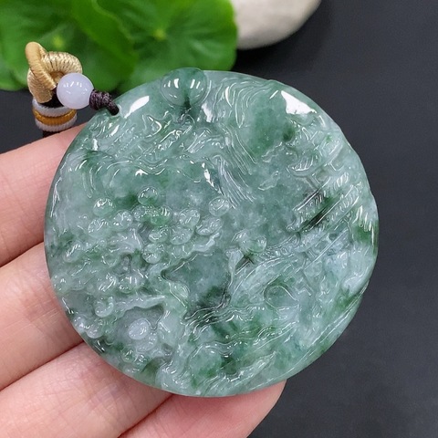 古玩玉器翡翠山水牌掛件拍賣,當前價格680元