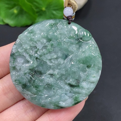 古玩玉器翡翠山水牌掛件拍賣,當前價格680元