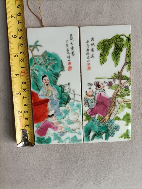 古玩陶瓷粉彩人物故事紋瓷板畫拍賣，當前價格530元