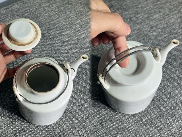 古玩陶瓷白釉提梁壺真品鑒賞圖