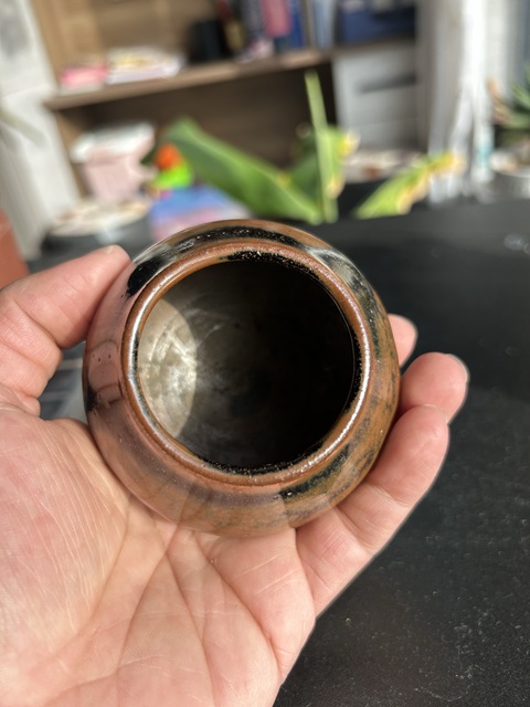 古玩陶瓷耀州窯柿紅釉雞心罐真品鑒賞圖