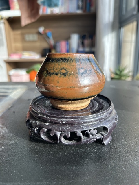 古玩陶瓷耀州窯柿紅釉雞心罐真品鑒賞圖