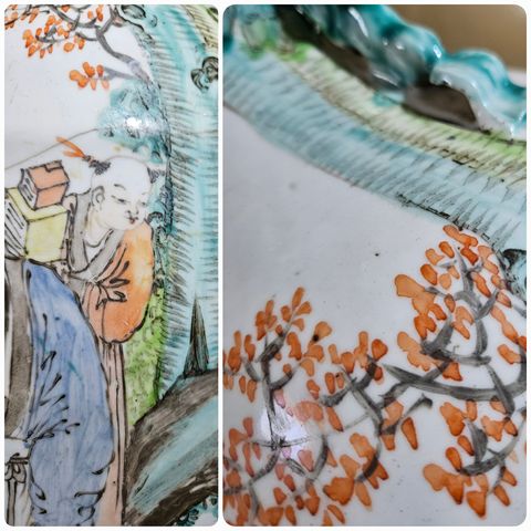 古玩陶瓷淺絳人物雙耳瓶真品鑒賞圖