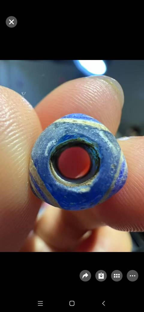 古玩玉器仿古蜻蜓眼琉璃珠真品鑒賞圖