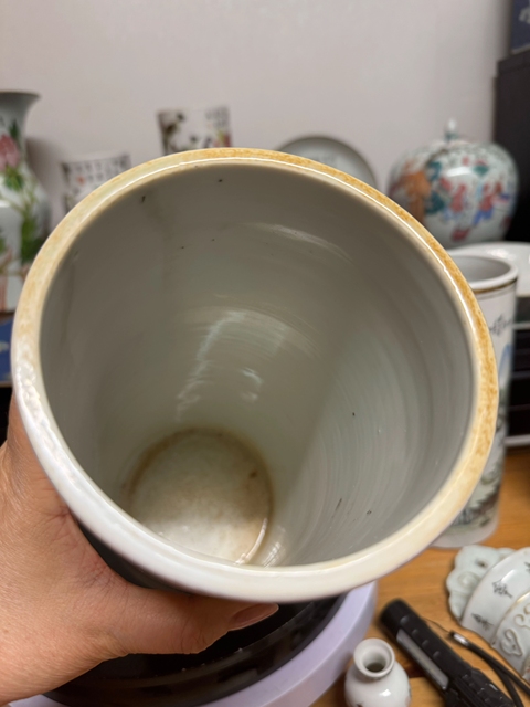 古玩陶瓷粉彩人物帽筒真品鑒賞圖