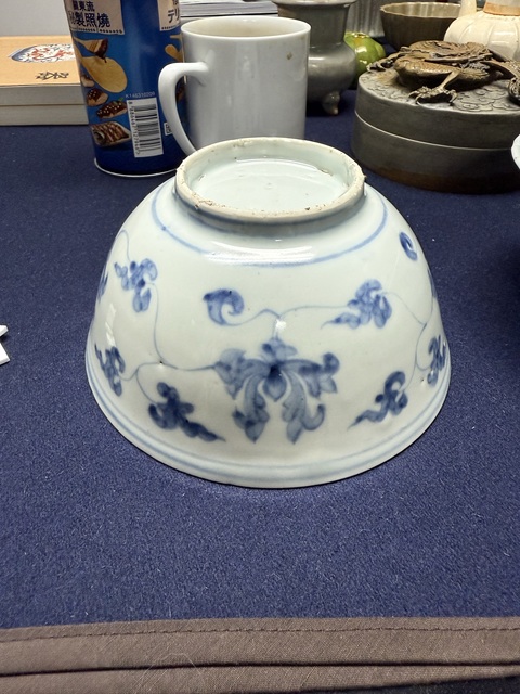 古玩陶瓷青花秋葵紋碗真品鑒賞圖