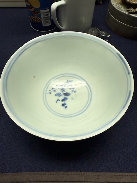 古玩陶瓷青花秋葵紋碗真品鑒賞圖