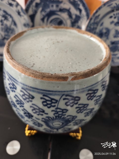 古玩陶瓷清中期青花鳳眼罐拍賣,當前價格880元