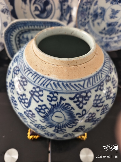 古玩陶瓷清中期青花鳳眼罐拍賣,當前價格880元