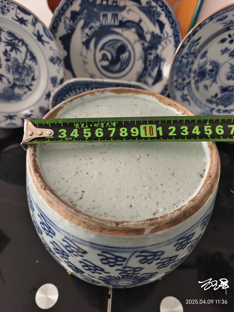古玩陶瓷清中期青花鳳眼罐拍賣,當前價格880元