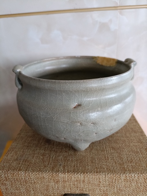 古玩陶瓷館藏級精品宋代五大名窯之一鈞窯天青釉香爐拍賣，當前價格19800元