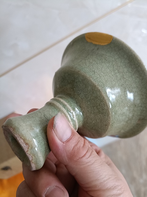 古玩陶瓷元代精品龍泉青瓷高足杯拍賣,當前價格598元