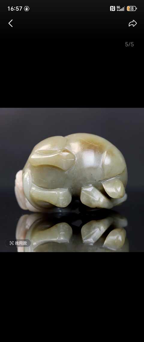 古玩玉器和田玉雕“童子牧牛”擺件真品鑒賞圖