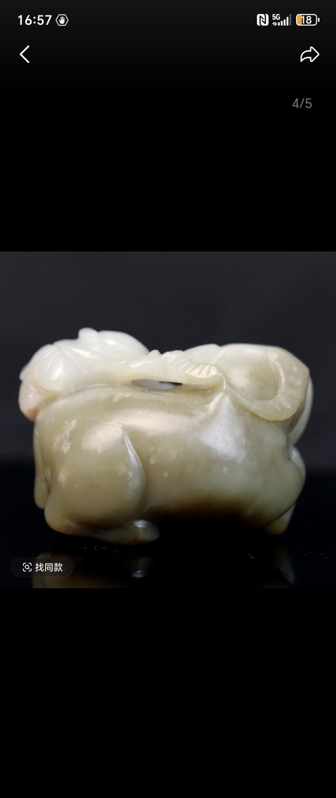 古玩玉器和田玉雕“童子牧牛”擺件真品鑒賞圖