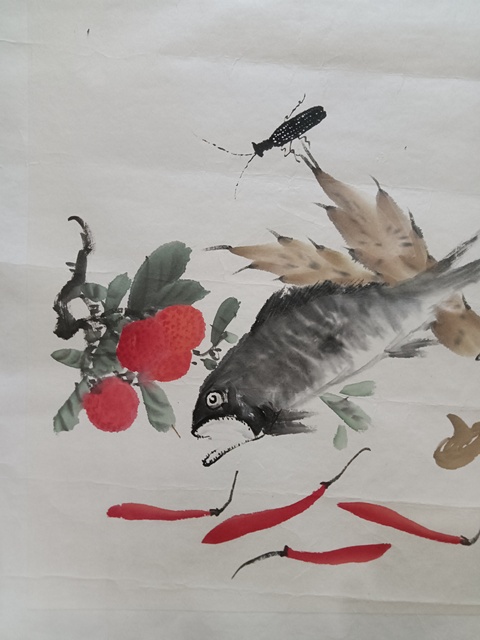 古玩字畫國家一級美術(shù)師何文君吉利有余拍賣，當(dāng)前價格499元