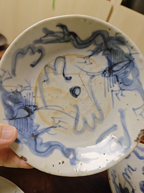 古玩陶瓷青花龍鳳紋盤，平臺不允許估價真品鑒賞圖
