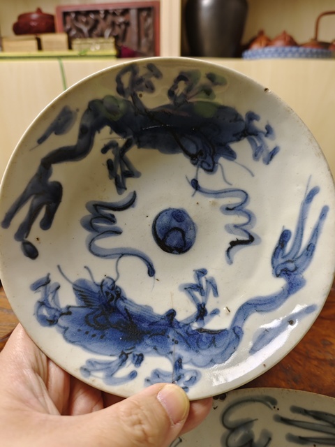 古玩陶瓷青花龍鳳紋盤，平臺不允許估價真品鑒賞圖