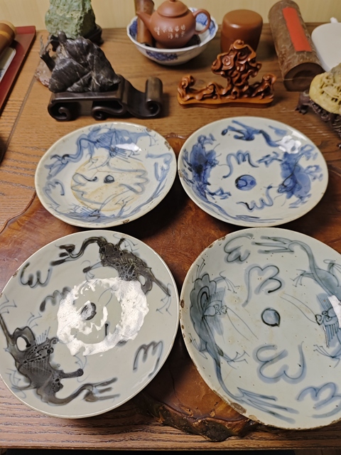 古玩陶瓷青花龍鳳紋盤，平臺不允許估價真品鑒賞圖