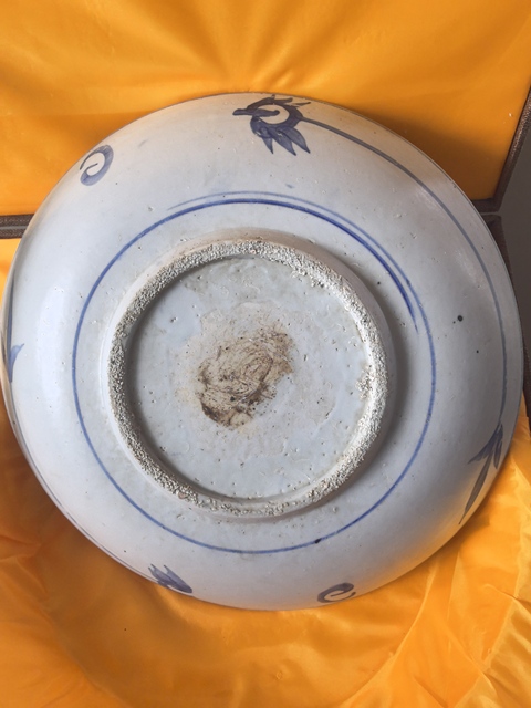 古玩陶瓷青花鳳穿牡丹圖盤真品鑒賞圖