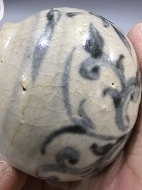 古玩陶瓷青花纏枝花卉紋水盂真品鑒賞圖