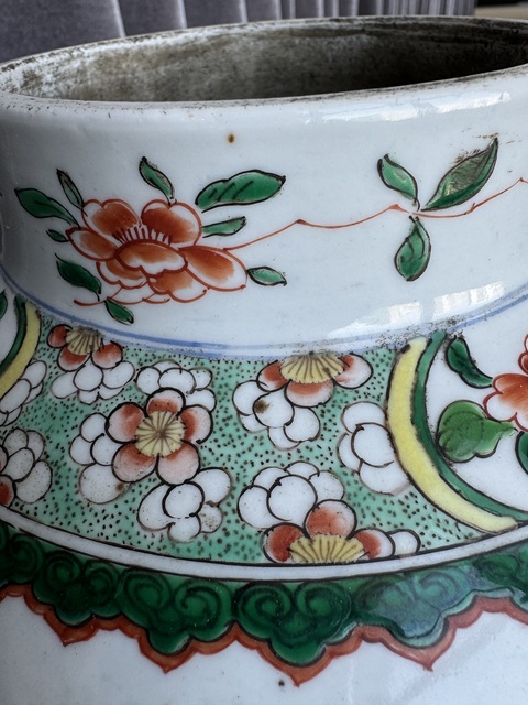 古玩陶瓷19世紀(jì) 五彩雉雞牡丹將軍罐（歐洲瓷）真品鑒賞圖