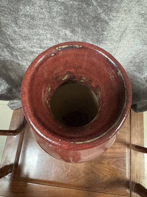 古玩陶瓷紅釉瓶真品鑒賞圖