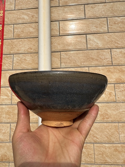 古玩陶瓷鈞窯天藍釉綠斑碗真品鑒賞圖