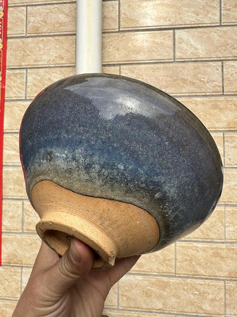 古玩陶瓷鈞窯天藍釉綠斑碗真品鑒賞圖