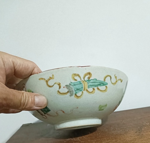 古玩陶瓷粉彩博古圖大碗真品鑒賞圖