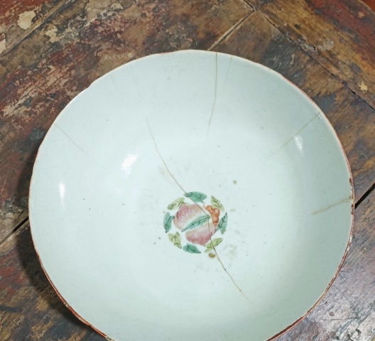 古玩陶瓷粉彩博古圖大碗真品鑒賞圖