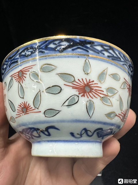 古玩陶瓷民國青花加彩玲瓏瓷碗真品鑒賞圖