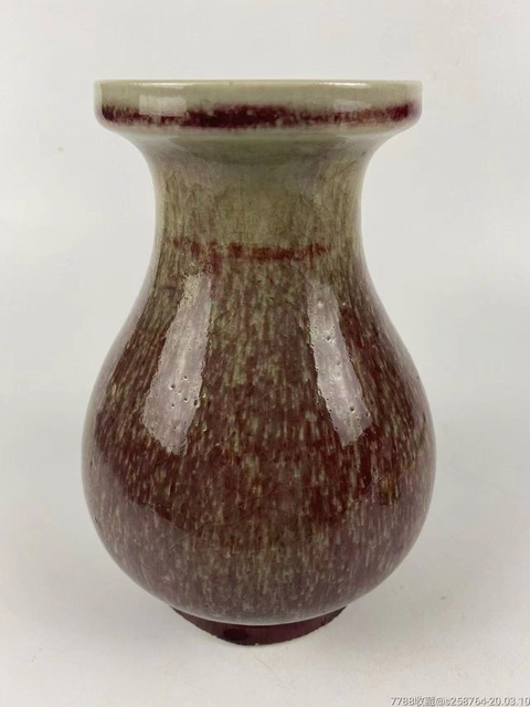 古玩陶瓷紅釉盤口尊真品鑒賞圖