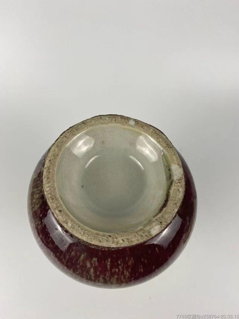 古玩陶瓷紅釉盤口尊真品鑒賞圖