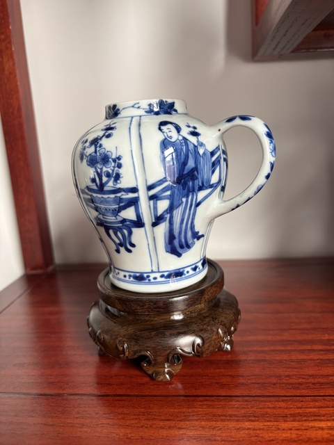 古玩陶瓷青花人物瓜棱罐真品鑒賞圖