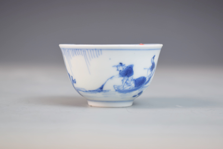 古玩陶瓷康熙青花漁家樂杯拍賣,當前價格6500元