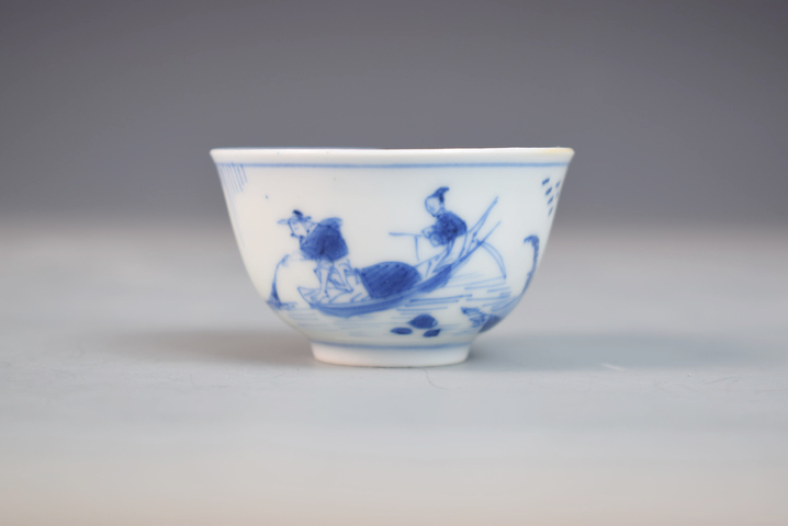 古玩陶瓷康熙青花漁家樂杯拍賣,當前價格6500元