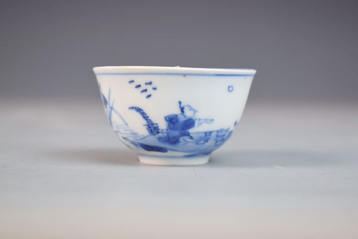 古玩陶瓷康熙青花漁家樂杯拍賣,當前價格6500元