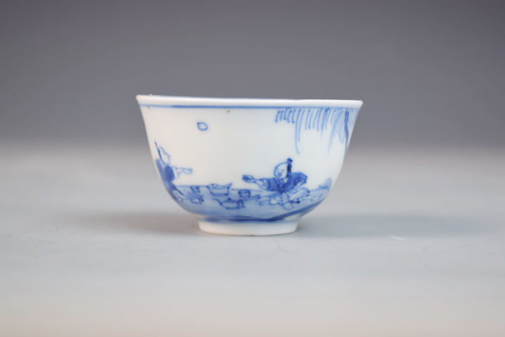 古玩陶瓷康熙青花漁家樂杯拍賣,當前價格6500元