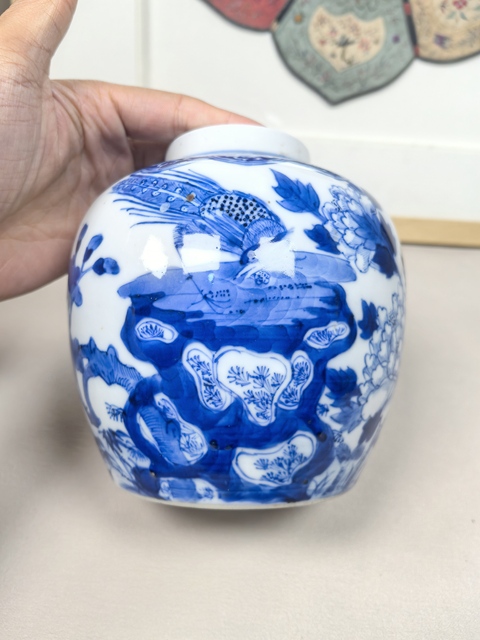 古玩陶瓷晚清青花花鳥花卉紋罐拍賣，當前價格2600元
