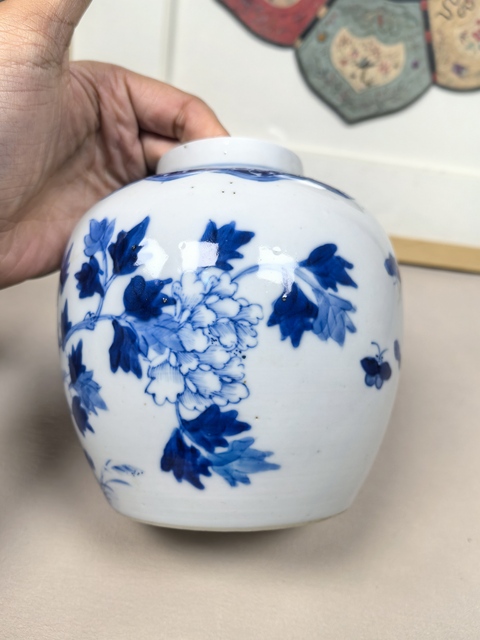 古玩陶瓷晚清青花花鳥花卉紋罐拍賣，當前價格2600元