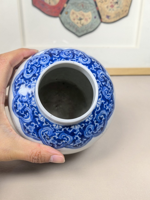 古玩陶瓷晚清青花花鳥花卉紋罐拍賣，當前價格2600元