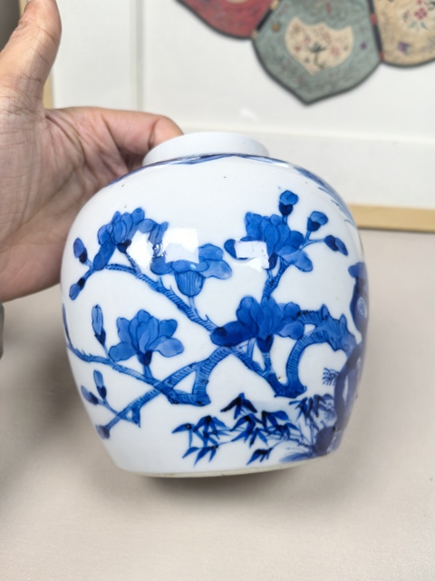 古玩陶瓷晚清青花花鳥花卉紋罐拍賣，當前價格2600元