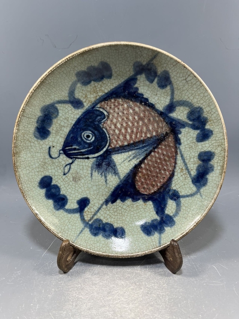 古玩陶瓷【稀有精品】清中期 綠哥釉青花釉里紅魚(yú)盤(pán)【佳器精品】【收藏價(jià)值極高】拍賣,當(dāng)前價(jià)格2300元