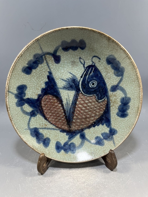 古玩陶瓷【稀有精品】清中期 綠哥釉青花釉里紅魚(yú)盤(pán)【佳器精品】【收藏價(jià)值極高】拍賣,當(dāng)前價(jià)格2300元