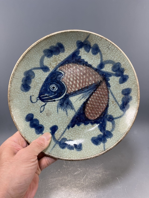 古玩陶瓷【稀有精品】清中期 綠哥釉青花釉里紅魚(yú)盤(pán)【佳器精品】【收藏價(jià)值極高】拍賣,當(dāng)前價(jià)格2300元