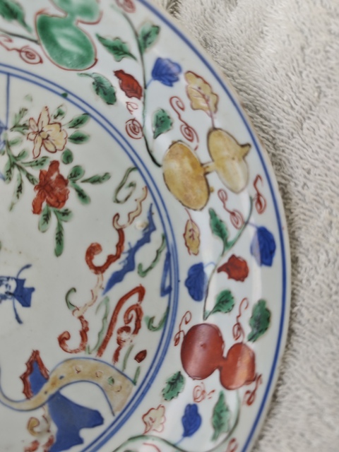 古玩陶瓷青花五彩盤(pán)拍賣(mài)，當(dāng)前價(jià)格100000元