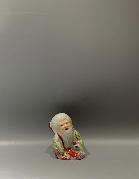 古玩陶瓷壽星粉彩塑像真品鑒賞圖
